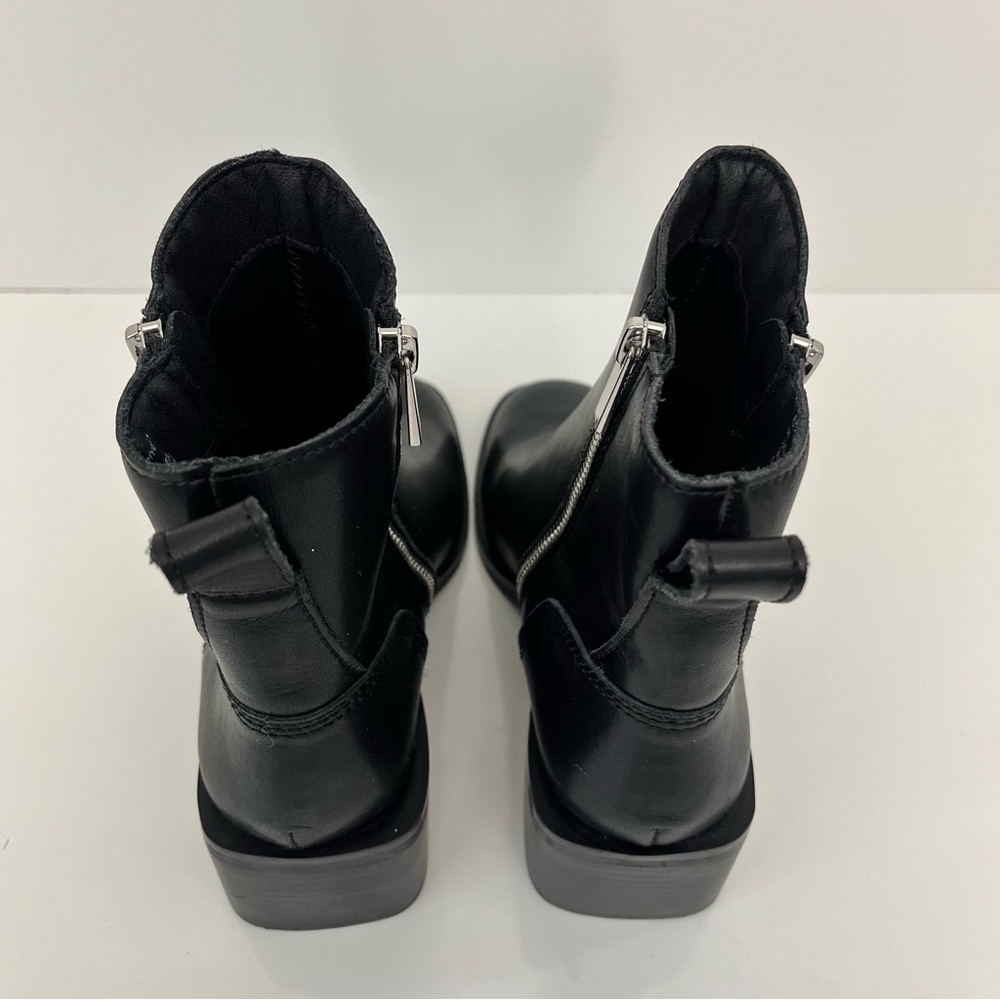 STEVE MADDEN Ruthy Block Heel Leather Boots in Black NEW - Picture 9 of 13